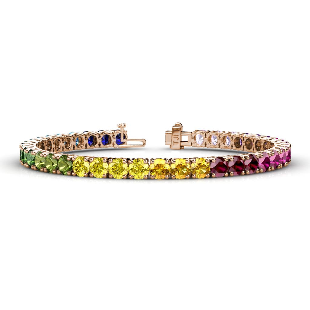 Holi 4.00 mm Multi Gemstone Eternity Tennis Bracelet 