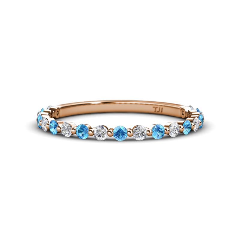 Valerie 2.00 mm Blue Topaz and Diamond 3/4 Eternity Band 