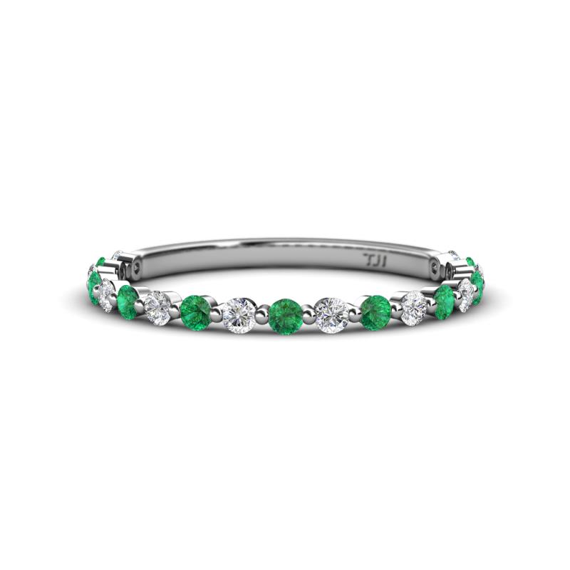 Valerie 2.00 mm Emerald and Diamond 3/4 Eternity Band 