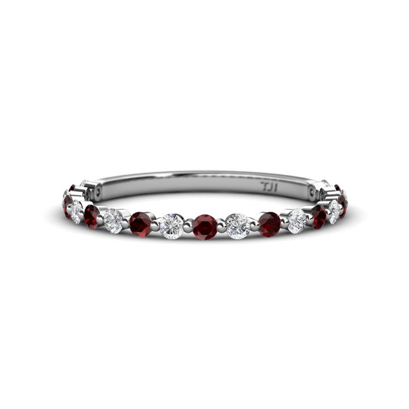 Valerie 2.00 mm Red Garnet and Diamond 3/4 Eternity Band 