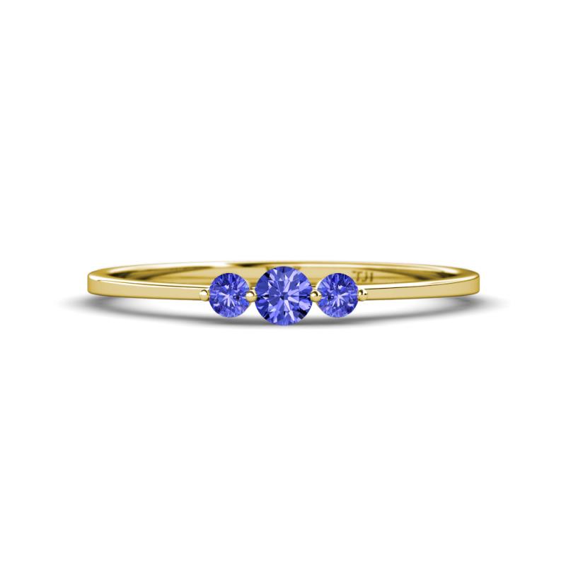 Shirley 3.50 mm Round Tanzanite Three Stone Engagement Ring 
