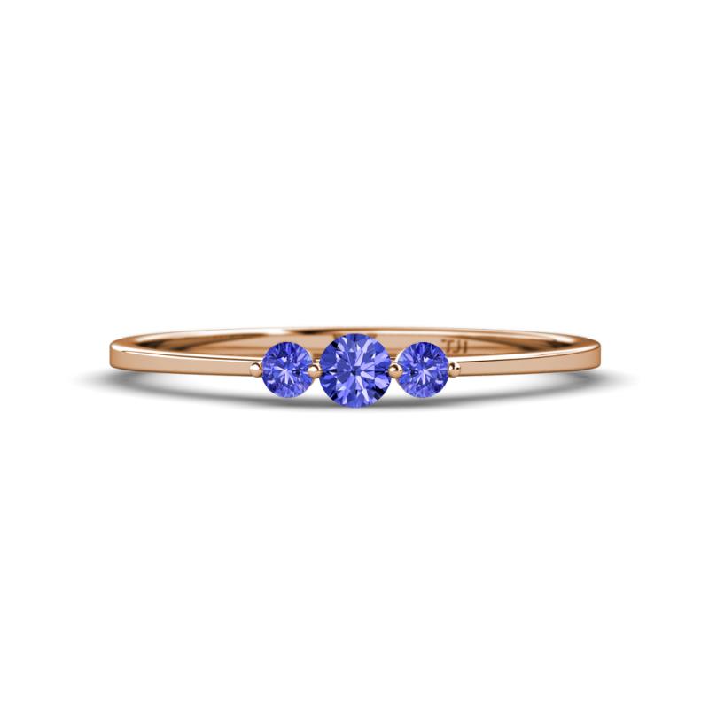 Shirley 3.50 mm Round Tanzanite Three Stone Engagement Ring 