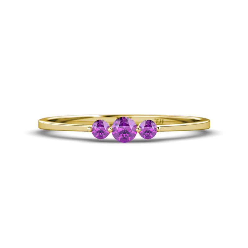 Shirley 3.50 mm Round Amethyst Three Stone Engagement Ring 