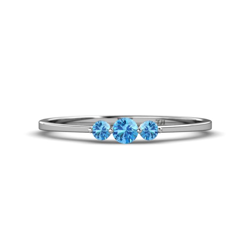 Shirley 3.50 mm Round Blue Topaz Three Stone Engagement Ring 