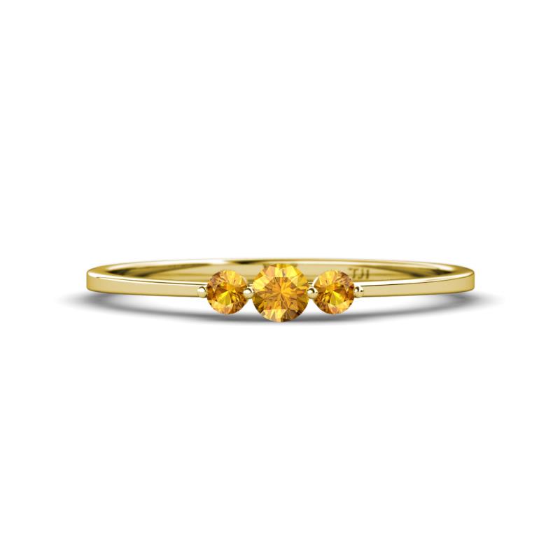 Shirley 3.50 mm Round Citrine Three Stone Engagement Ring 