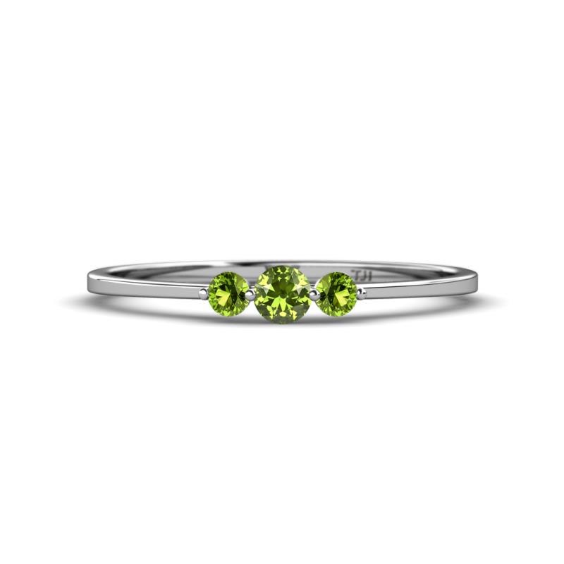 Shirley 3.50 mm Round Peridot Three Stone Engagement Ring 
