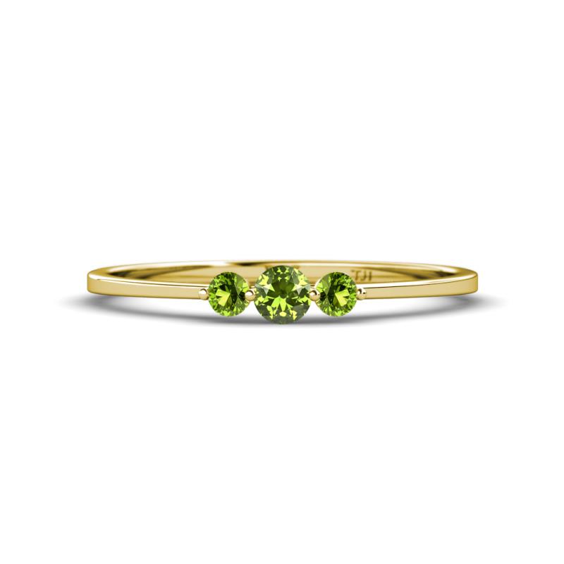 Shirley 3.50 mm Round Peridot Three Stone Engagement Ring 