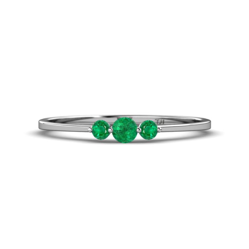 Shirley 3.50 mm Round Emerald Three Stone Engagement Ring 
