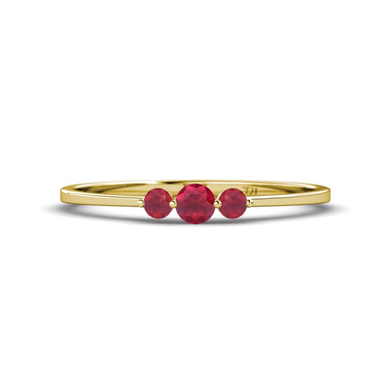 Shirley 3.50 mm Round Ruby Three Stone Engagement Ring 