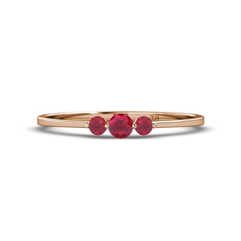 Shirley 3.50 mm Round Ruby Three Stone Engagement Ring 