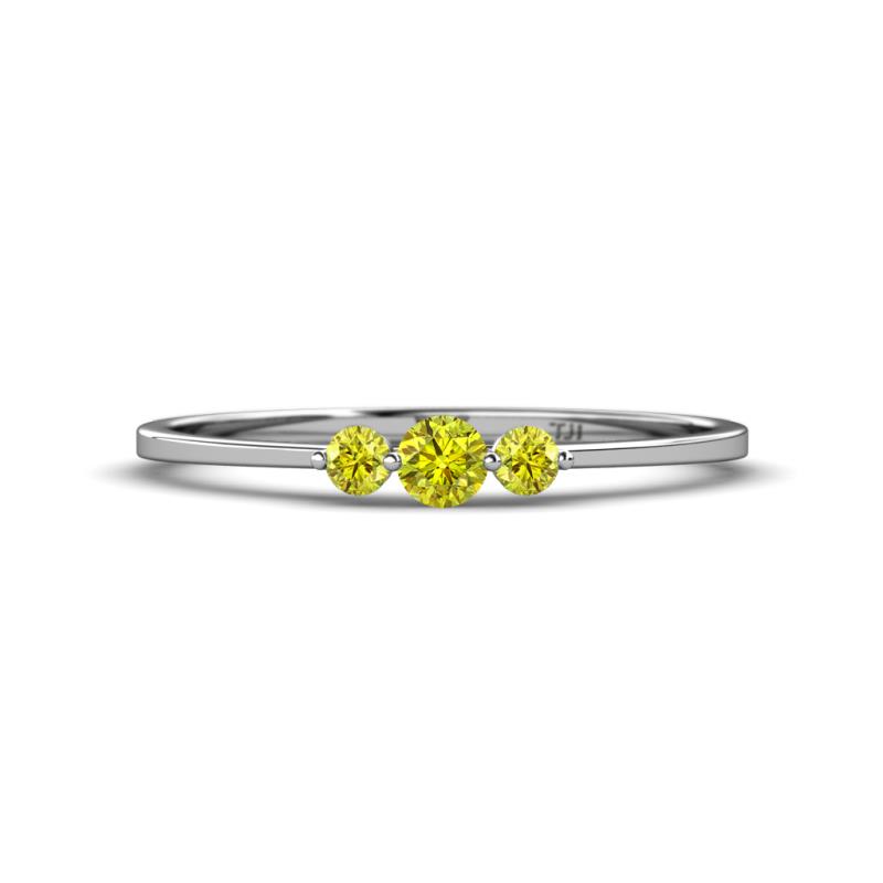Shirley 3.50 mm Round Yellow Diamond Three Stone Engagement Ring 