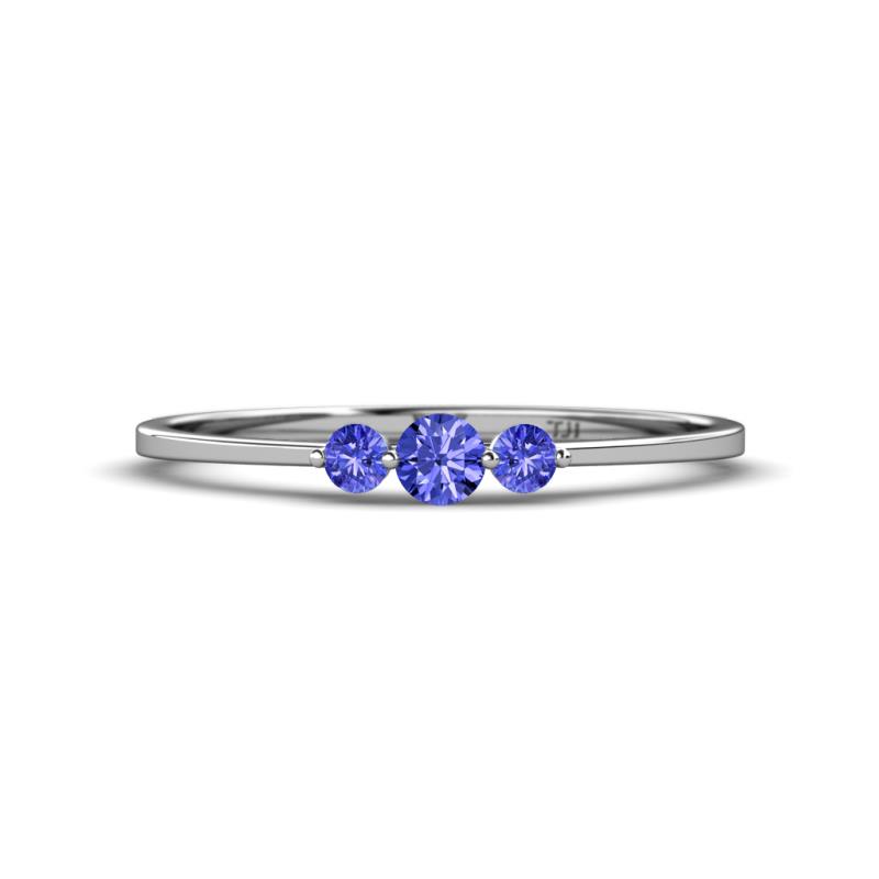 Shirley 3.50 mm Round Tanzanite Three Stone Engagement Ring 