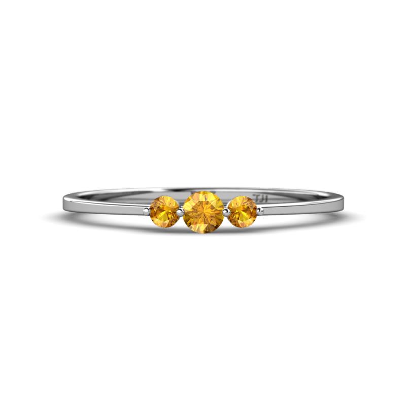 Shirley 3.50 mm Round Citrine Three Stone Engagement Ring 