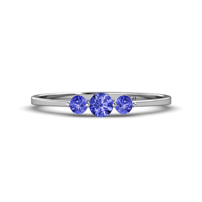 Shirley 4.00 mm Round Tanzanite Three Stone Engagement Ring 