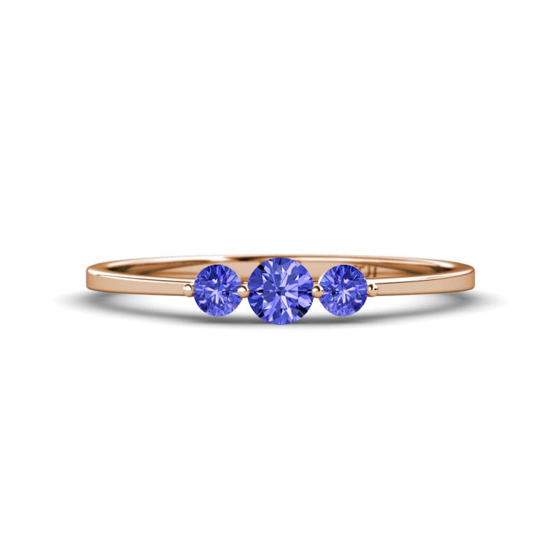Shirley 4.00 mm Round Tanzanite Three Stone Engagement Ring 