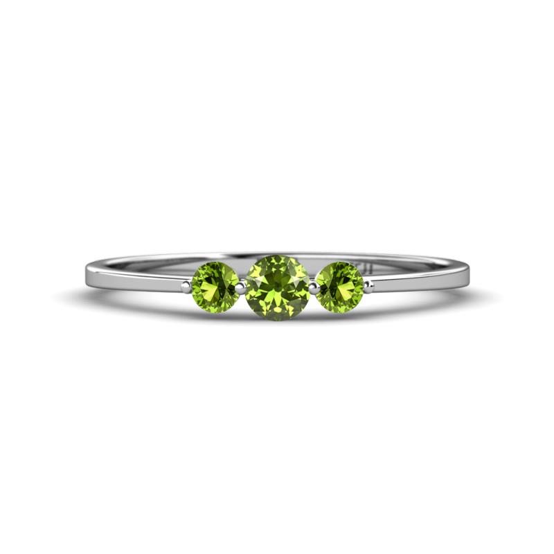 Shirley 4.00 mm Round Peridot Three Stone Engagement Ring 