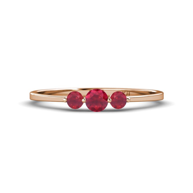 Shirley 4.00 mm Round Ruby Three Stone Engagement Ring 