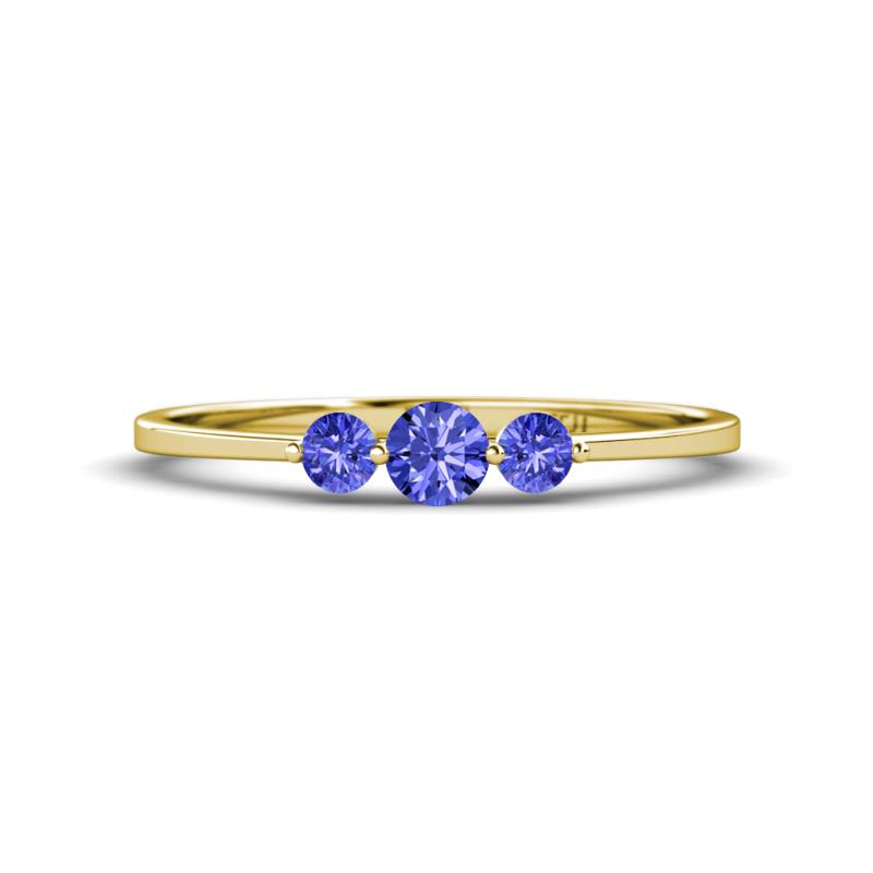 Shirley 4.00 mm Round Tanzanite Three Stone Engagement Ring 