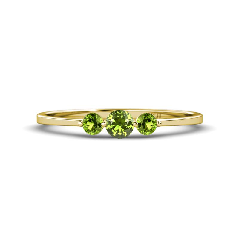 Shirley 4.00 mm Round Peridot Three Stone Engagement Ring 