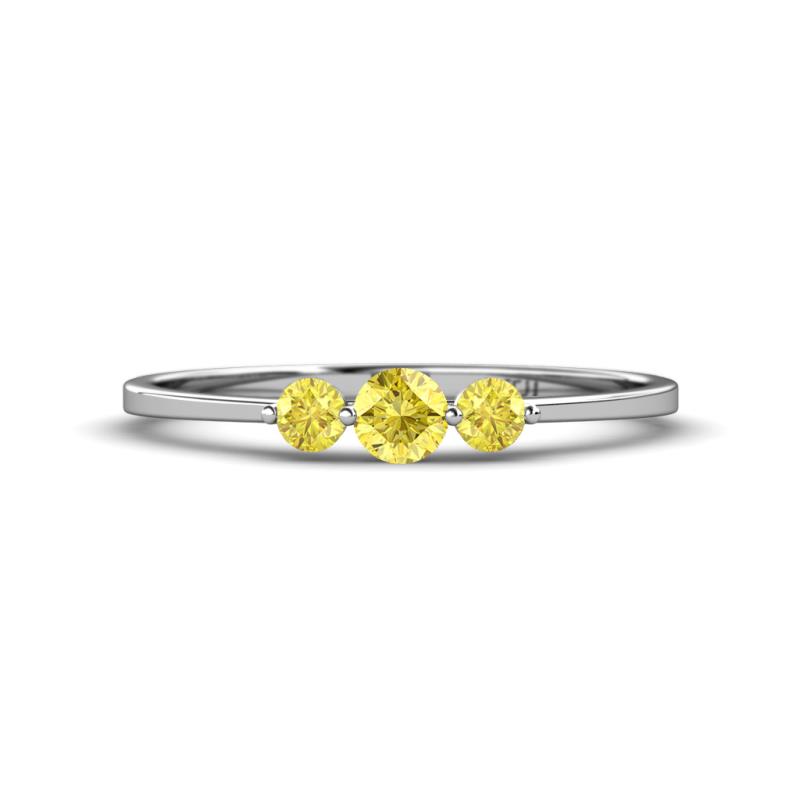 Shirley 4.00 mm Round Yellow Sapphire Three Stone Engagement Ring 