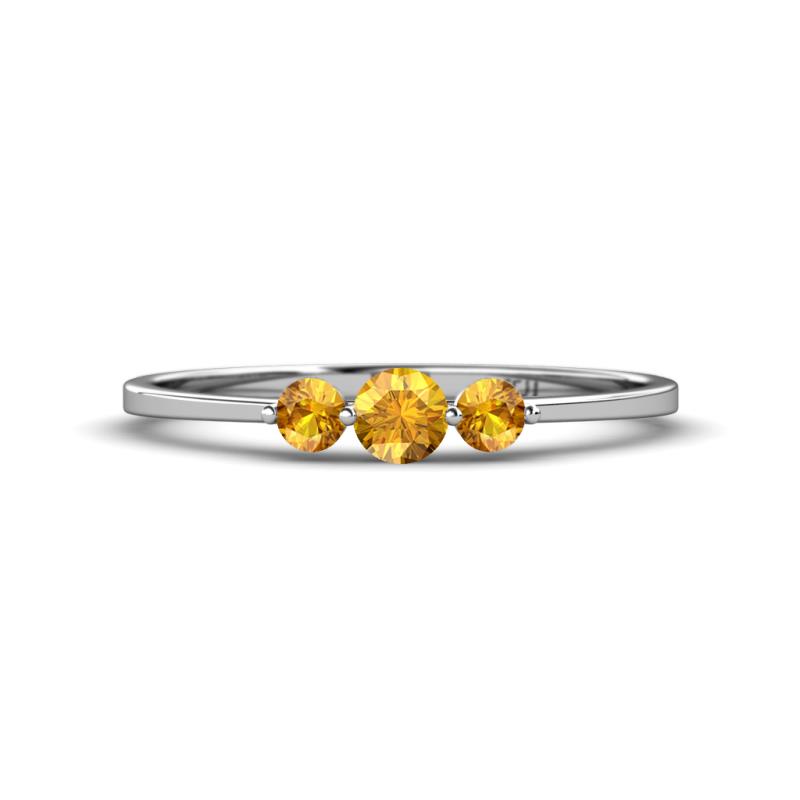 Shirley 4.00 mm Round Citrine Three Stone Engagement Ring 