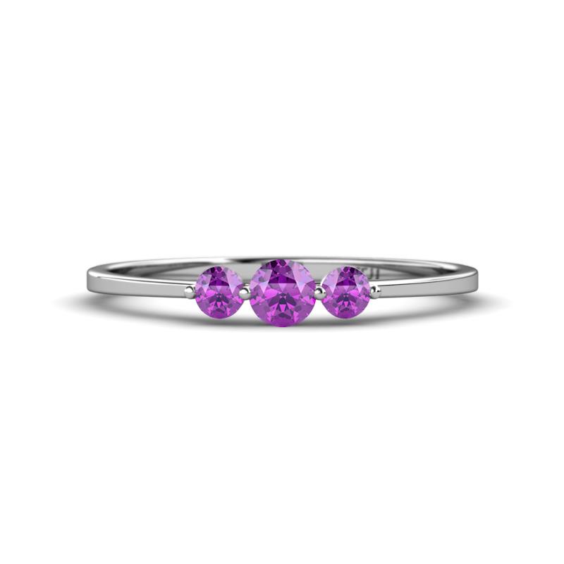Shirley 4.00 mm Round Amethyst Three Stone Engagement Ring 