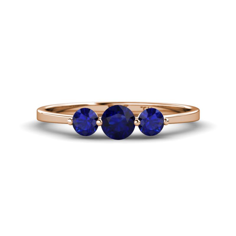 Shirley 5.00 mm Round Blue Sapphire Three Stone Engagement Ring 