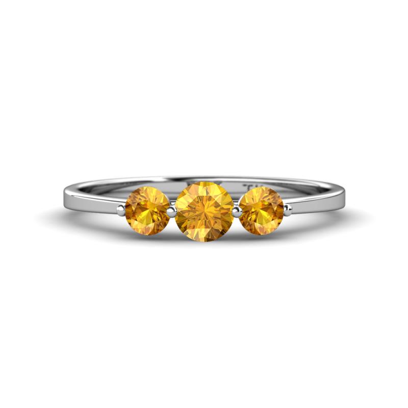 Shirley 5.00 mm Round Citrine Three Stone Engagement Ring 