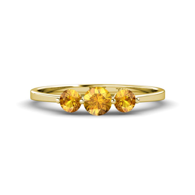 Shirley 5.00 mm Round Citrine Three Stone Engagement Ring 