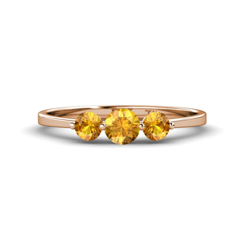 Shirley 5.00 mm Round Citrine Three Stone Engagement Ring 