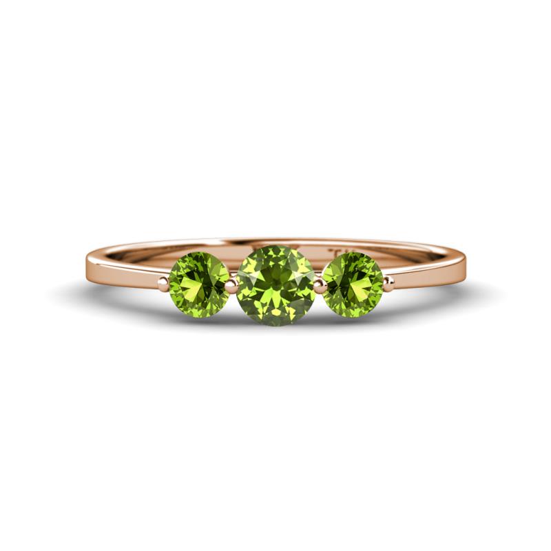Shirley 5.00 mm Round Peridot Three Stone Engagement Ring 