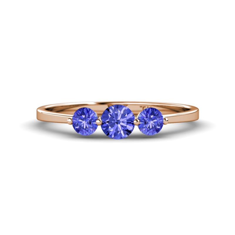 Shirley 5.00 mm Round Tanzanite Three Stone Engagement Ring 