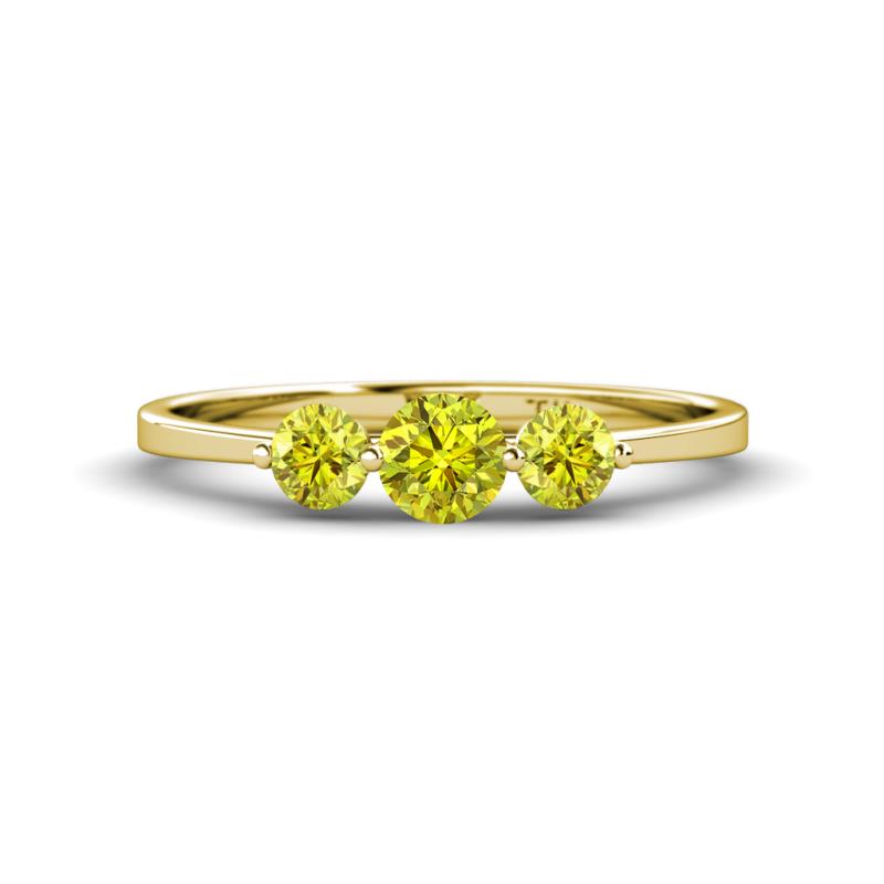 Shirley 5.00 mm Round Yellow Diamond Three Stone Engagement Ring 