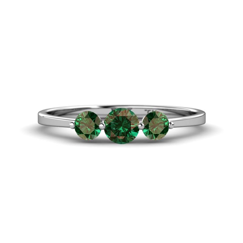 Shirley 5.00 mm Round Created Alexandrite Three Stone Engagement Ring 