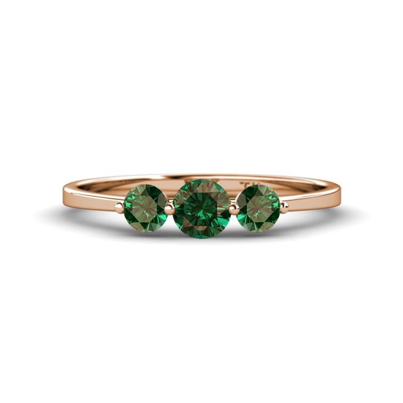 Shirley 5.00 mm Round Created Alexandrite Three Stone Engagement Ring 