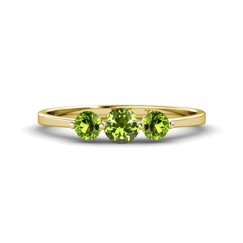 Shirley 5.00 mm Round Peridot Three Stone Engagement Ring 