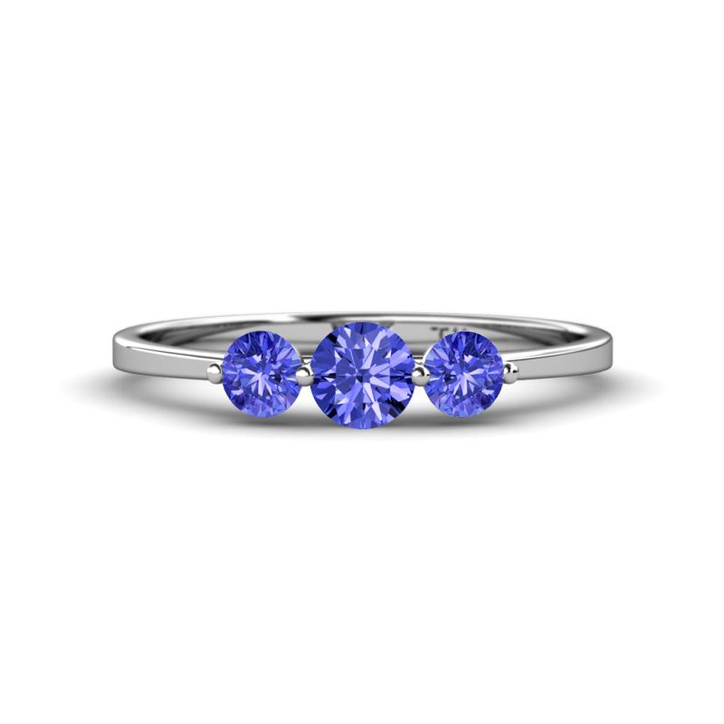 Shirley 5.00 mm Round Tanzanite Three Stone Engagement Ring 