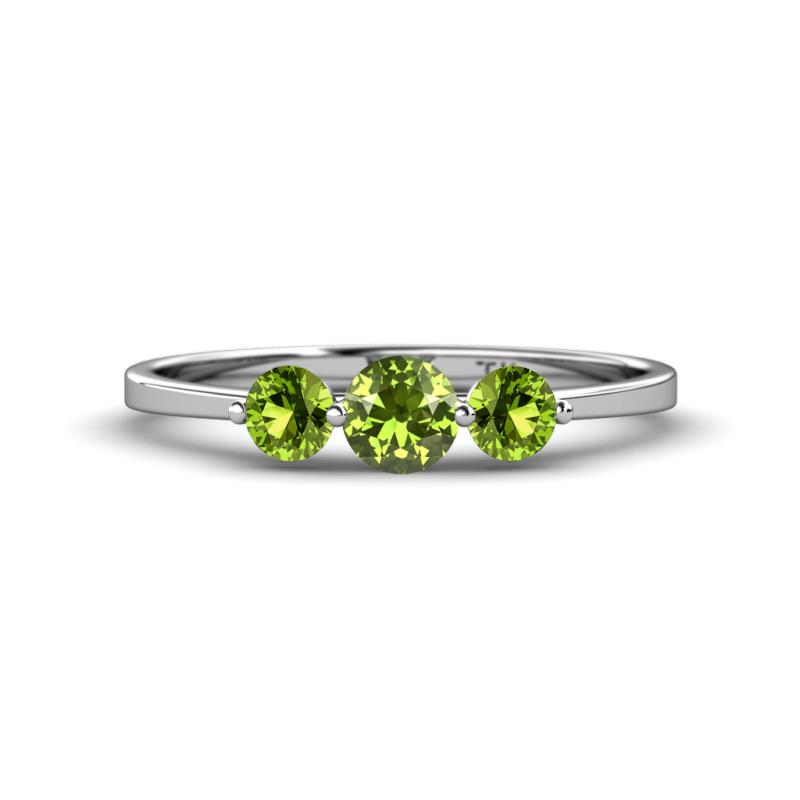 Shirley 5.00 mm Round Peridot Three Stone Engagement Ring 