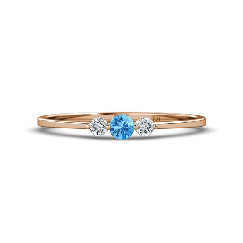 Shirley 3.50 mm Round Blue Topaz and Diamond Three Stone Engagement Ring 