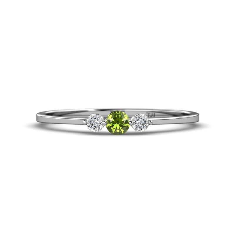 Shirley 3.50 mm Round Peridot and Diamond Three Stone Engagement Ring 