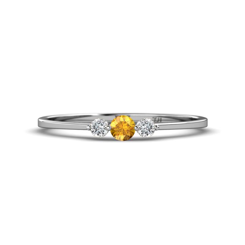 Shirley 3.50 mm Round Citrine and Diamond Three Stone Engagement Ring 