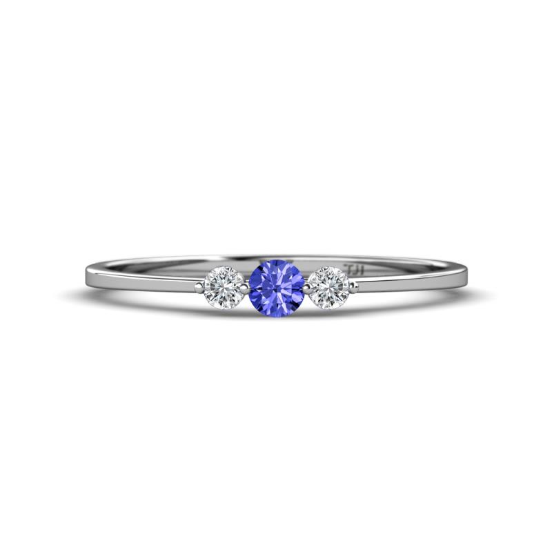 Shirley 3.50 mm Round Tanzanite and Diamond Three Stone Engagement Ring 