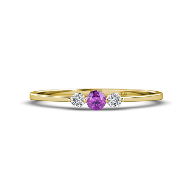 Shirley 3.50 mm Round Amethyst and Diamond Three Stone Engagement Ring 