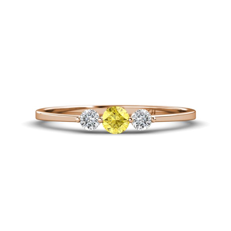 Shirley 4.00 mm Round Yellow Sapphire and Diamond Three Stone Engagement Ring 