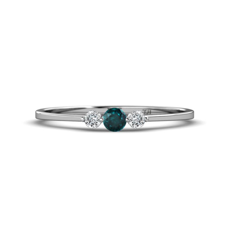Shirley 3.50 mm Round London Blue Topaz and Lab Grown Diamond Three Stone Engagement Ring 