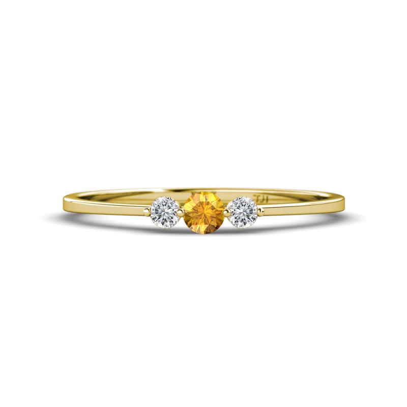 Shirley 3.50 mm Round Citrine and Lab Grown Diamond Three Stone Engagement Ring 