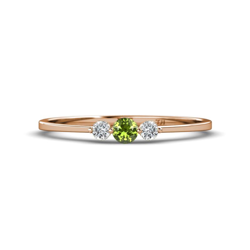 Shirley 3.50 mm Round Peridot and Lab Grown Diamond Three Stone Engagement Ring 