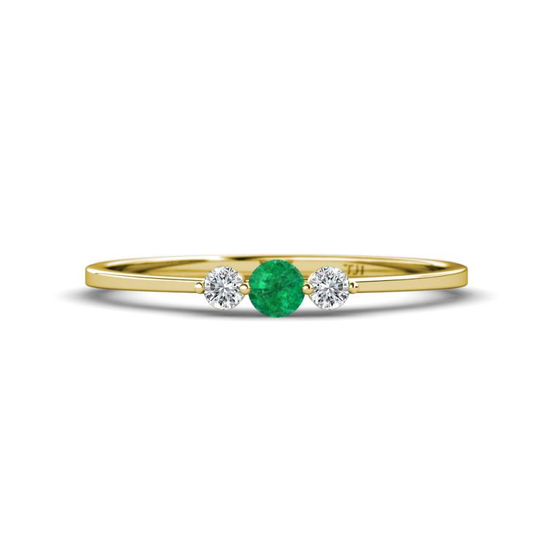 Shirley 3.50 mm Round Emerald and Lab Grown Diamond Three Stone Engagement Ring 