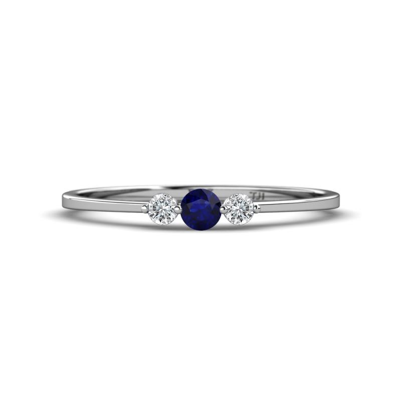 Shirley 3.50 mm Round Blue Sapphire and Lab Grown Diamond Three Stone Engagement Ring 