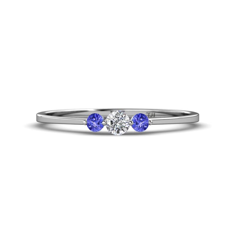 Shirley 3.50 mm Round Diamond and Tanzanite Three Stone Engagement Ring 